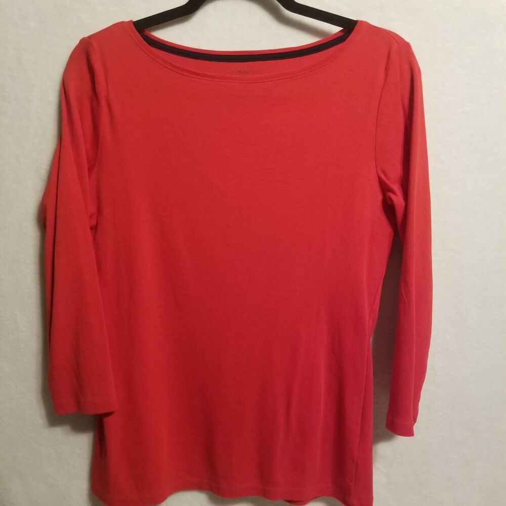 Talbots Small Top Lot Of 2 Long Sleeve Tee Red Cotton Black Rayon Classic Basic - Picture 9 of 9